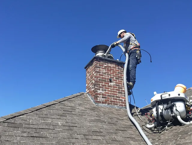 Dedicated Colton Chimney Sweep team member cleaning a chimney in Colton, CA