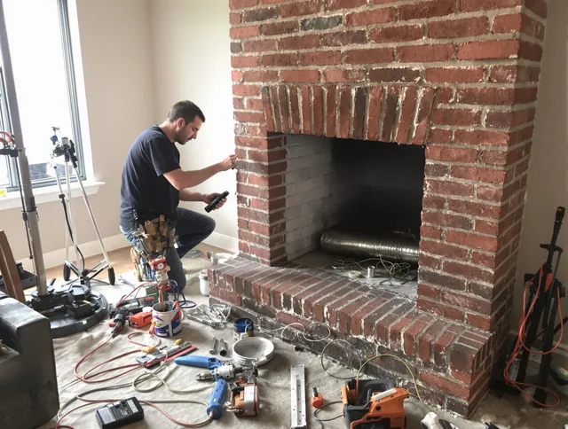 Colton Chimney Sweep specialist finalizing chimney liner service in Colton, CA