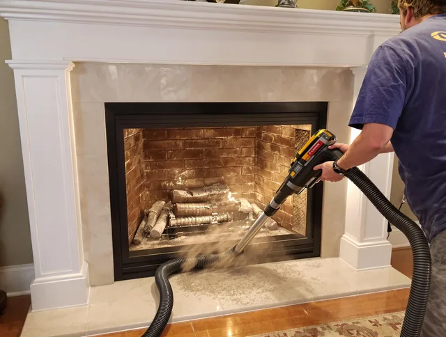 Fireplace cleaning performed by Colton Chimney Sweep in Colton, CA
